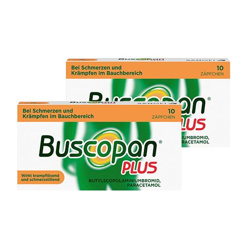 BUSCOPAN plus 10 mg/800 mg Suppositorien Doppelpackung (2x 10St)