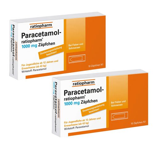 PARACETAMOL-ratiopharm 1.000 mg Zäpfchen (2x10 St)
